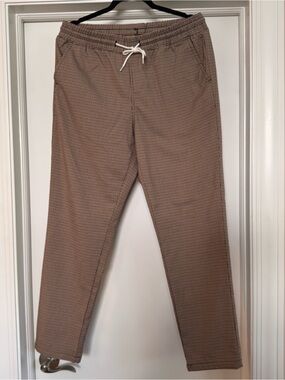 Original Use Tan Brown Micro-Check Drawstring Chinos